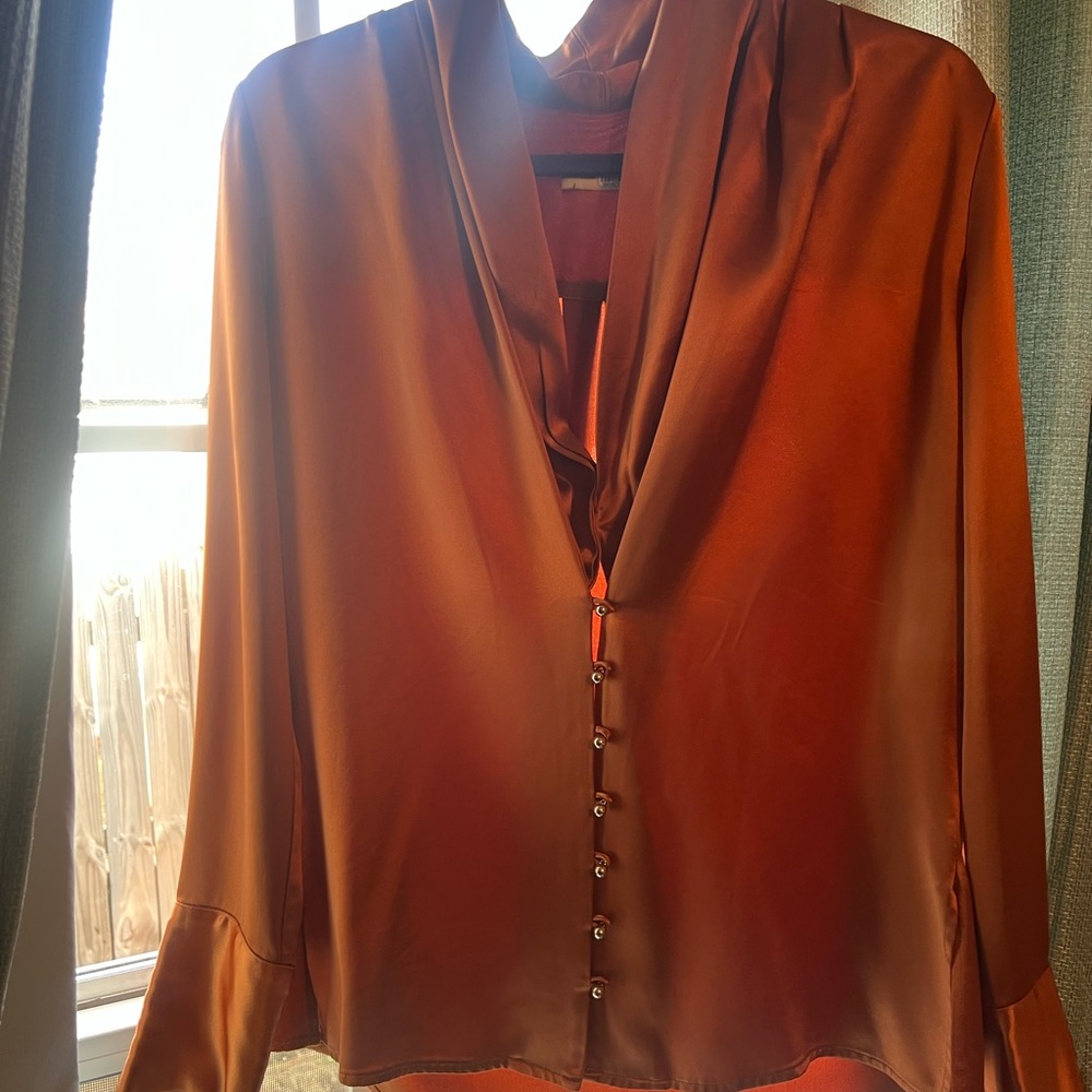 NICHOLAS Satin Blouse in Rich Orange